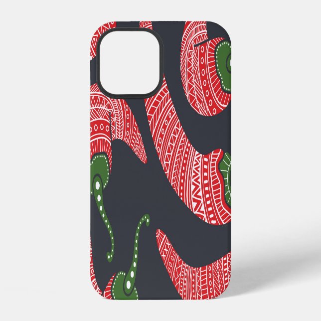 Red chilli peppers: seamless vintage pattern iPhone case (Back)