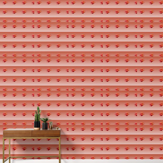 Red Chilli Peppers smooth vinyl wallpaper horiz (Hallway)
