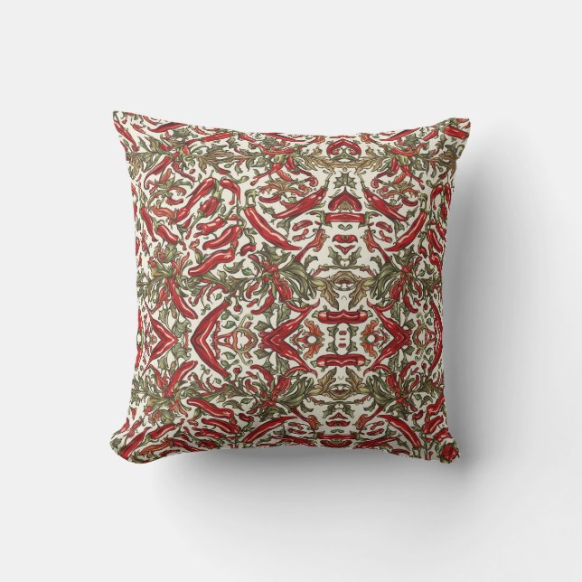 Red Chilli Peppers Vintage Pattern  Cushion (Front)