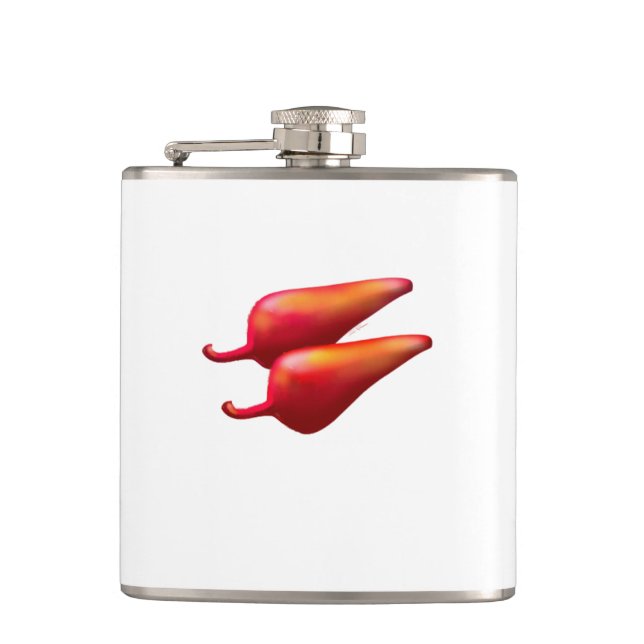 Red Chilli Peppers white wrapped flask (Front)