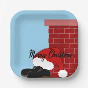 Red Chimney santa shoes Paper Plate