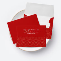 RED CHINESE CHINOISERIE WEDDING ENVELOPE