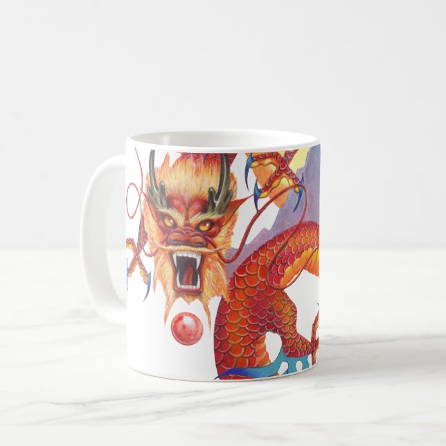 Red Chinese Dragon Coffee Mug (Front Left)