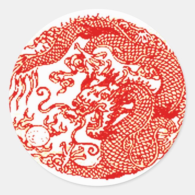 Red Chinese Dragon Spiral Sticker (Front)