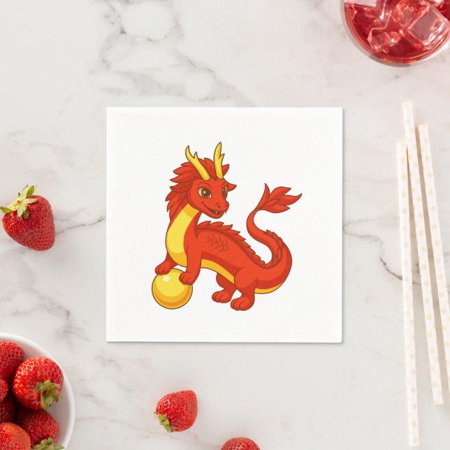 Red Chinese Dragon V2 Napkin (Insitu)