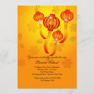 Red Chinese Lanterns Invitation