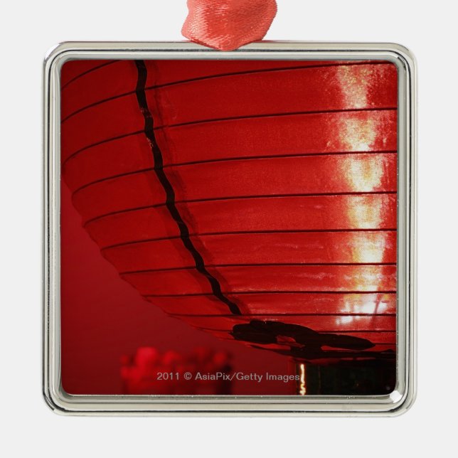 Red Chinese lanterns Metal Ornament (Front)