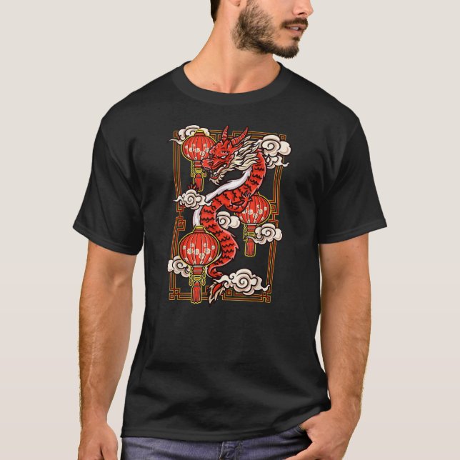 Red Chinese New Year of the Dragon 2024 Lanterns C T-Shirt (Front)