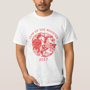Red Chinese  Rooster Year Papercut Zodiac T T-Shirt