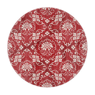Red Chinese spiral flower background. Cutting Board