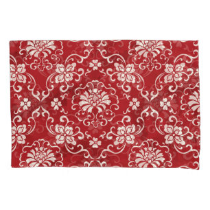 Red Chinese spiral flower background. Pillowcase
