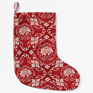 Red Chinese spiral flower background. Small Christmas Stocking