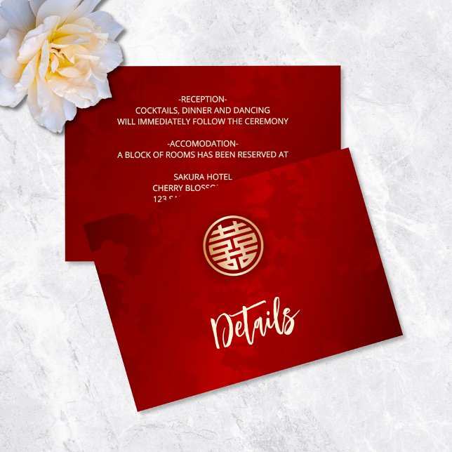 Red Chinese Wedding Details Enclosure Card (Creator Uploaded)
