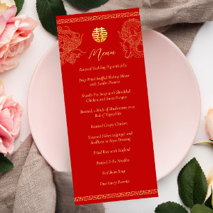Red Chinese wedding dragon phoenix banquet Menu