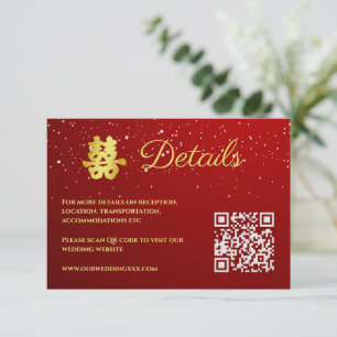 Red Chinese wedding snowflake details Enclosure Card