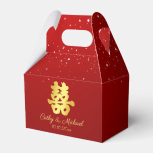 Red Chinese wedding snowflake double happiness Favour Box