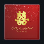 Red Chinese wedding snowflake double happiness Magnet<br><div class="desc">Realise your dream wedding with an oriental touch! You can customise the design by adding your names and wedding date etc. You are also welcome to reach out to me for any special design which is uniquely for you. Double happiness symbol and red decorations are the must have items for...</div>