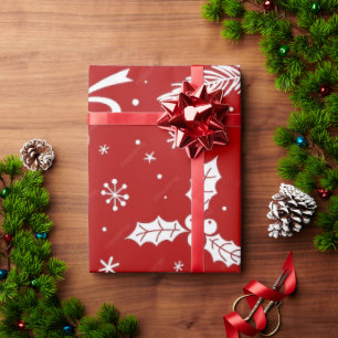 Red Christmas 30"x45' Wrapping Paper