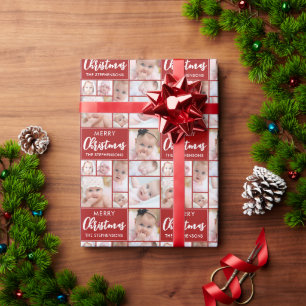 Red Christmas 8 Photo Collage Personalised Custom Wrapping Paper
