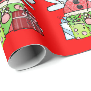 Red Christmas Angel Santa Wrapping Paper