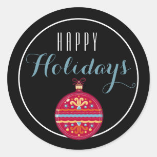 Red Christmas Ball, Happy Holiday Sticker