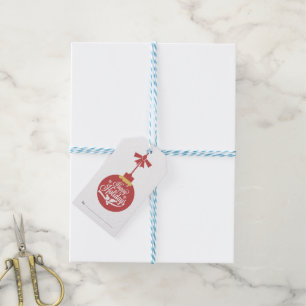 Red Christmas Ball Ornament Gift Tags