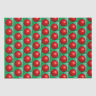 Red Christmas Ball Ornament on Green Pattern Tissue Paper