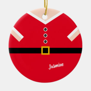 Red Christmas Balloon Santa Suit Ceramic Ornament