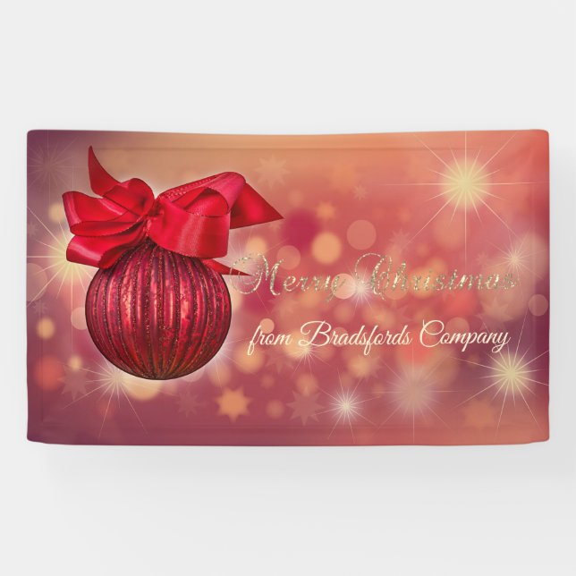 Red Christmas Balls Bokeh Company  Banner (Horizontal)