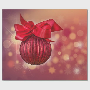 Red Christmas Balls Bokeh Company Wrapping Paper
