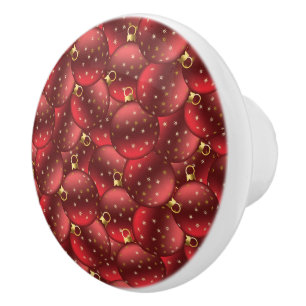 Red Christmas balls Ceramic Knob