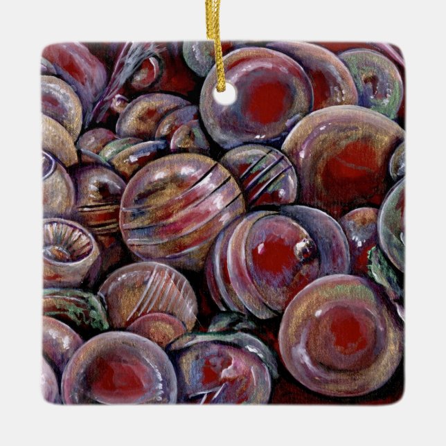 Red Christmas Balls Ceramic Tree Decoration (Front)