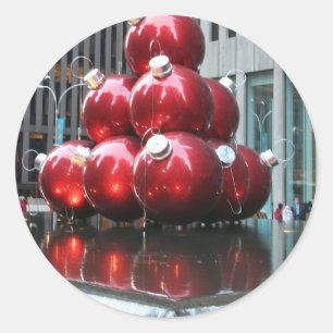 Red Christmas Balls Classic Round Sticker