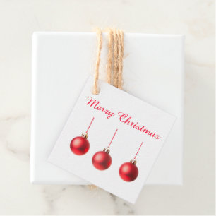 Red Christmas Balls decoration photo with text Favour Tags
