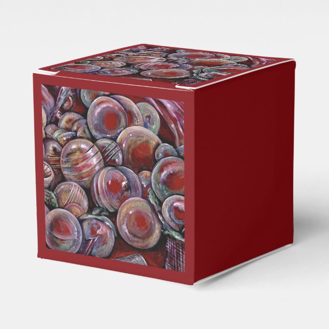 Red Christmas Balls Favour Box (Front Side)
