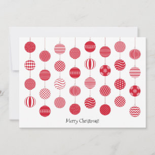 Red Christmas Balls Flat Greeting Card