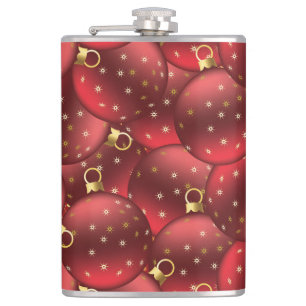 Red Christmas balls Hip Flask