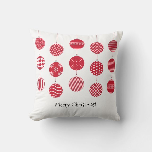 Red Christmas Balls Pillow (Front)