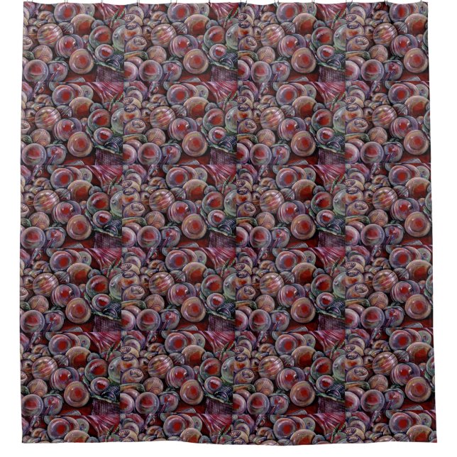 Red Christmas Balls Shower Curtain (Front)