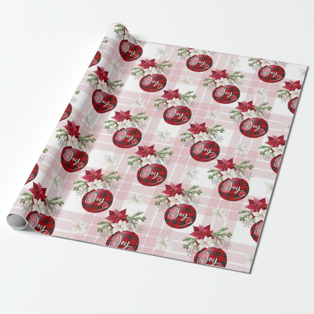 Red Christmas Balls Wrapping Paper (Unrolled)