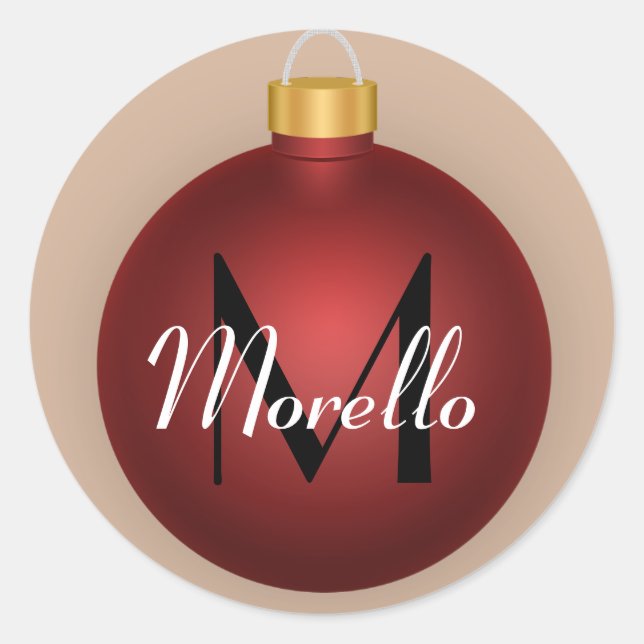 Red Christmas Bauble Ornament Custom Sticker (Front)