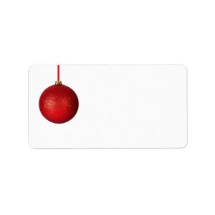 Red Christmas Bauble With Ribbon Label