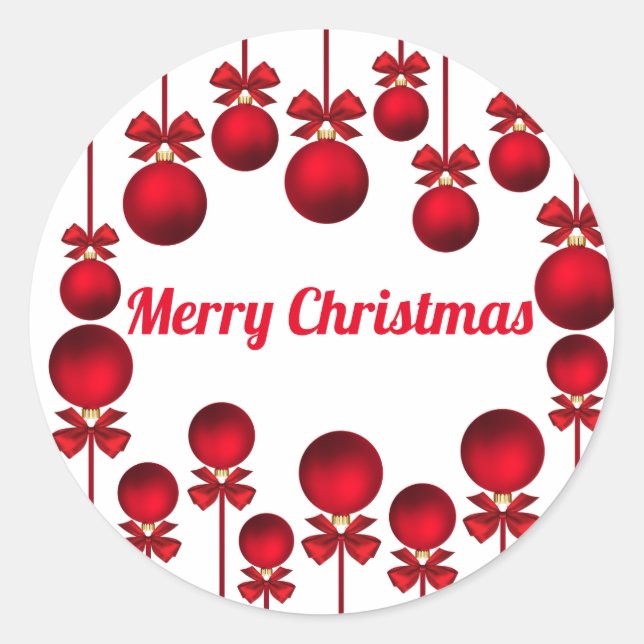 Red Christmas  Baubles Classic Round Sticker (Front)