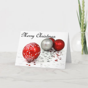 Red Christmas Baubles Holiday Card