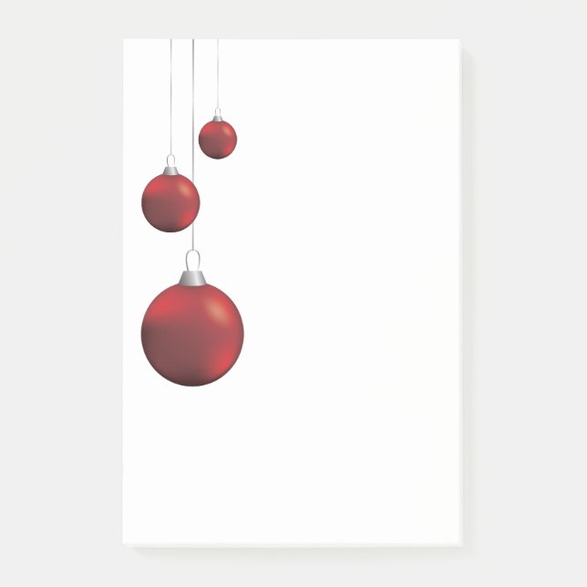 Red Christmas Baubles Post-it Notes (Front)
