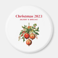 Red Christmas Baubles with Holly Festive