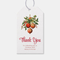 Red Christmas Baubles with Holly Festive Thank You