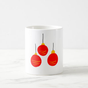 red christmas bells art coffee mug