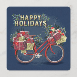 Red Christmas Bicycle with Presents Invitation