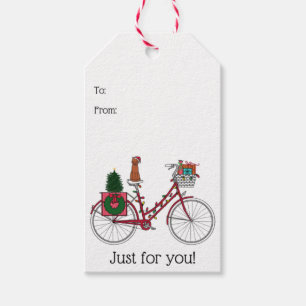 Red Christmas Bike Gift Tags